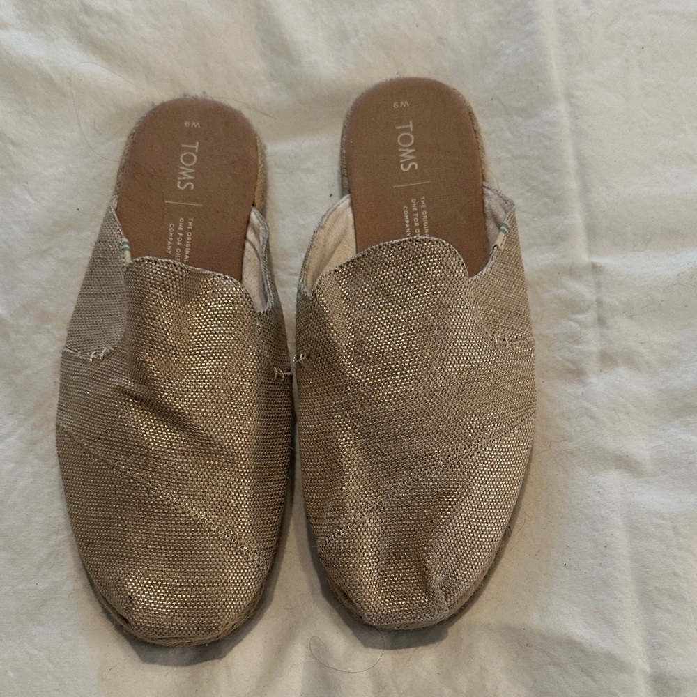 Toms Metallic Beige Slip-On Mule